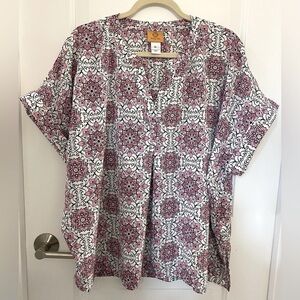 BEAUTIFUL Ruby Rd XL boho style top. Perfect pink mandala design. Flowy!